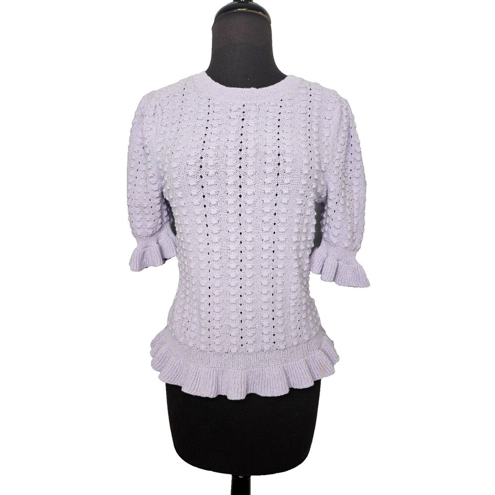 INC International Concepts Bobble Sweater Medium Purple Ruffles Coquette
